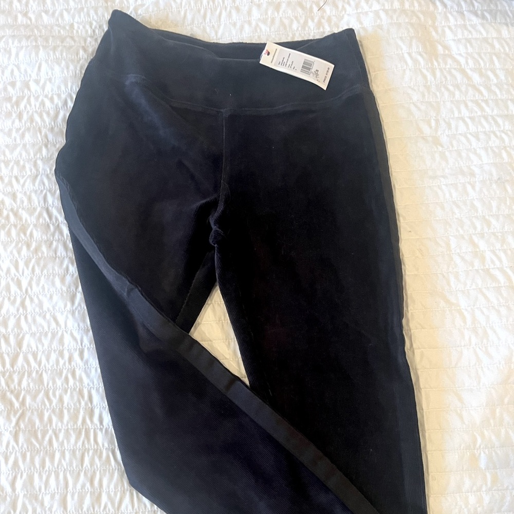 Vineyard Vines NWT Black Corduroy Velvet Leggings – Small – Side Ribbon Stripe